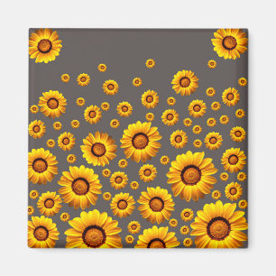 Mooie gele bloemen op grijze achtergrond magneet