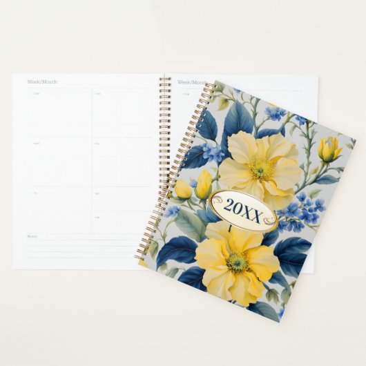 Mooie gele en blauwe bloemen planner (Display)