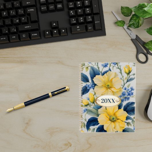 Mooie gele en blauwe bloemen planner