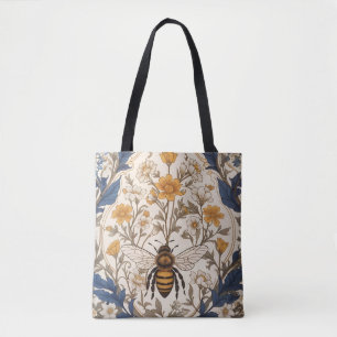 Mooie Gele en Blauwe Bloemige Vintage Bij Draagtas