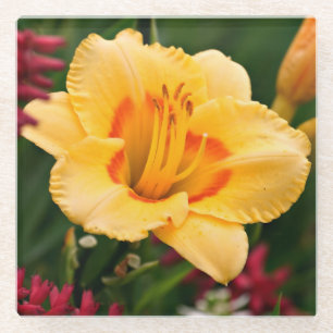Mooie gele en Oranje Lily Flower Glazen Onderzetter
