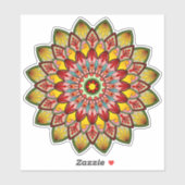 Mooie Gele en rode mandala Sticker (Vel)