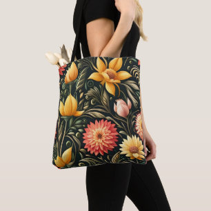 Mooie gele en roze bloemen in Bloom Draagtas