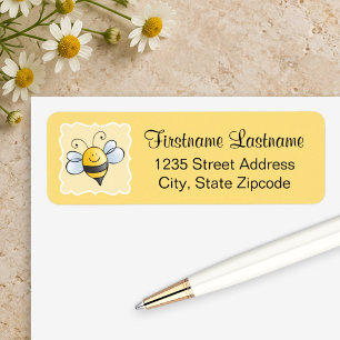 Mooie gele en zwarte hommel retouradresstickers etiket