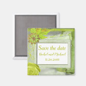 Mooie Gele Floral bespaart de datum Magneet (Voorkant / Achterkant)