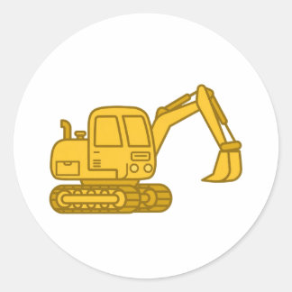 Mooie Gele Graafmachine Sticker - Bouwtruck