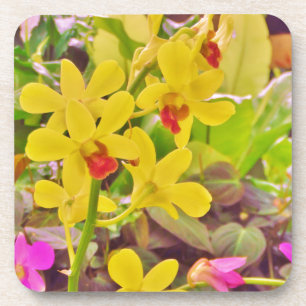 Mooie gele herfstorchideeën drankjes onderzetter