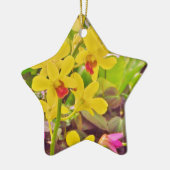 Mooie gele herfstorchideeën keramisch ornament (Links)