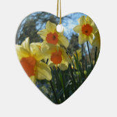 Mooie gele lente, oranje daffodilbloemen keramisch ornament (Rechts)