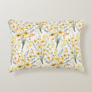 Mooie gele lente wilde bloemen accent kussen