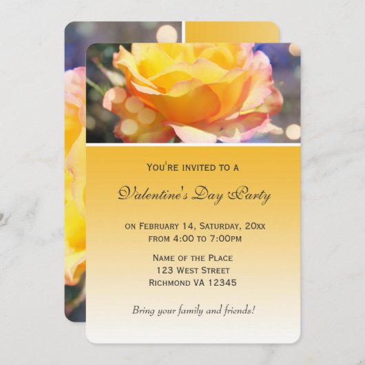 Mooie gele roos bloem Valentijnsdag feest Kaart (Voorkant / Achterkant)