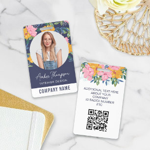 Mooie gele roze bloemmotief ID-foto Badge