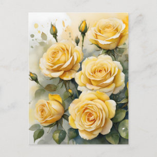 Mooie gele rozen briefkaart