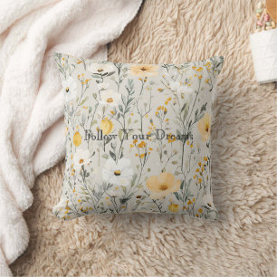 Mooie Gele Witte Bloemen Dromen Kussen