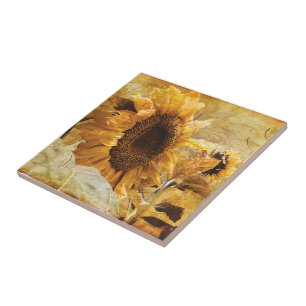 Mooie, gele zonnebloem Foto kunst Tegeltje