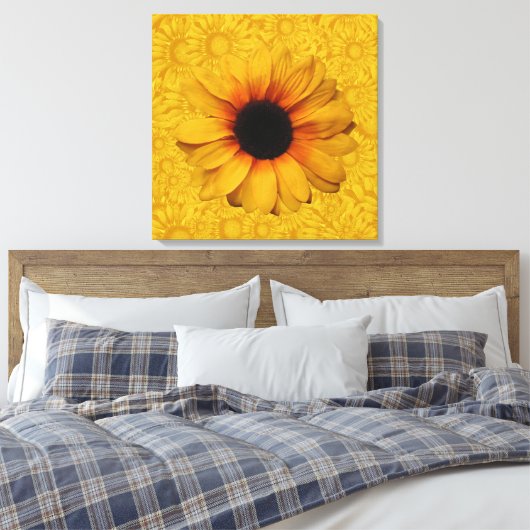 Mooie gele zonnebloemen gewikkeld canvas (Insitu (Slaapkamer))