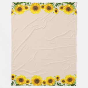 Mooie Gele Zonnebloemen op Licht Beige Fleece Deken