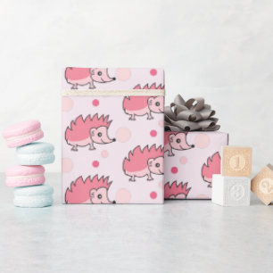 Mooie gelukkige egel met monogram cadeaupapier
