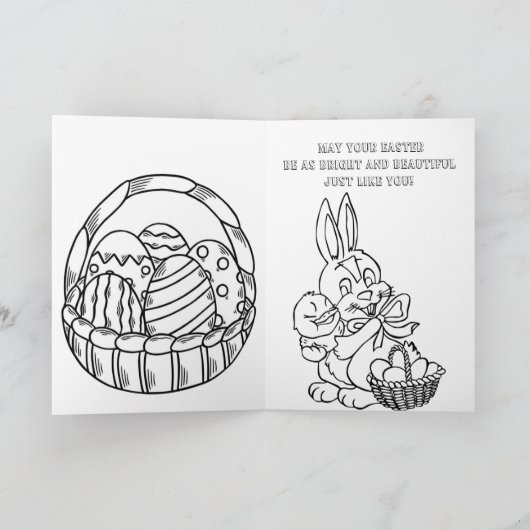 Mooie Gelukkige Kleur Pasen Kaart om te Kleuren (Binnen)