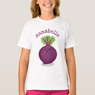Mooie gelukkige paarse biet cartoon illustratie t-shirt