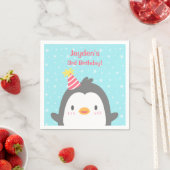Mooie Gelukkige Pinguïn Verjaardagsfeest Servetten (Insitu)