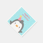 Mooie Gelukkige Pinguïn Verjaardagsfeest Servetten (Hoek)