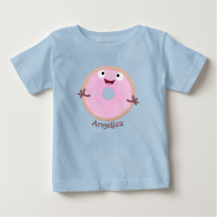 Mooie gelukkige roze glazuur donut cartoon