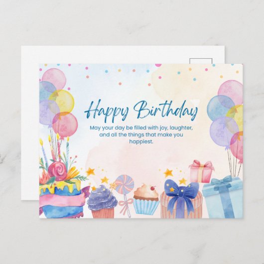 Mooie gelukkige verjaardag briefkaart (Voorkant / Achterkant)