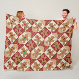 Mooie Gemberkoekman Patchwork Patroon Stijl Fleece Deken