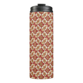 Mooie Gemberkoekman Patchwork Patroon Stijl Thermosbeker