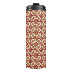 Mooie Gemberkoekman Patchwork Patroon Stijl Thermosbeker