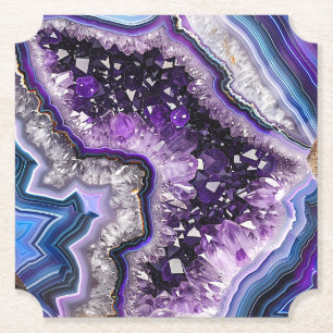Mooie geode met amethistkristallen en agaat kartonnen onderzetters