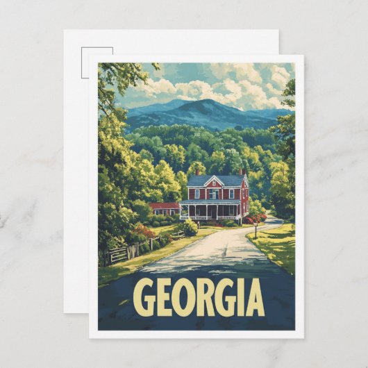 Mooie Georgia USA  Illustratie Reizen Briefkaart (Voorkant / Achterkant)