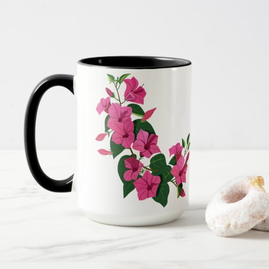 Mooie Gepersonaliseerd Floral Magic Coffee Mok (Met donut)