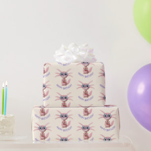 Mooie gepersonaliseerde axolotl-boeken verjaardags cadeaupapier