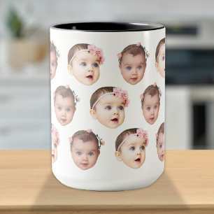 Mooie gepersonaliseerde babygezicht 2 foto's mok