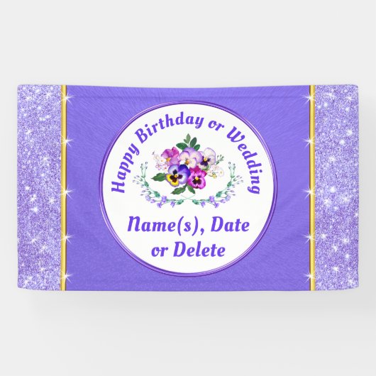 Mooie gepersonaliseerde, bloemige verjaardagsbanne spandoek (Horizontaal)