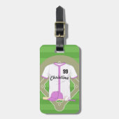 Mooie gepersonaliseerde honkbal roze bagagelabel (Voorkant verticaal)