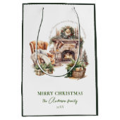 Mooie gepersonaliseerde kerstsfeer medium cadeauzakje (Voorkant)