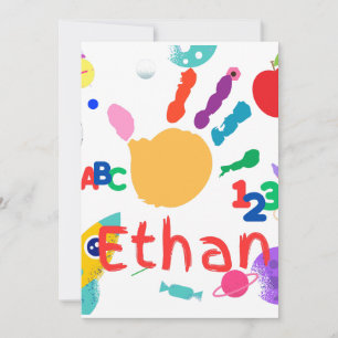 Mooie gepersonaliseerde kinder-ABC-handbeschilderi Kaart