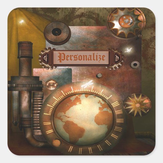 Mooie gepersonaliseerde Steampunk Stickers (Voorkant)