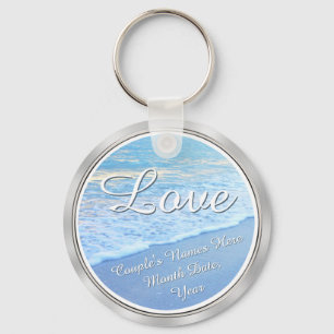 Mooie gepersonaliseerde strand bruiloft gunsten sleutelhanger