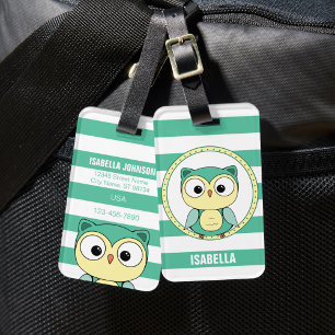 Mooie gepersonaliseerde uil bagagelabel