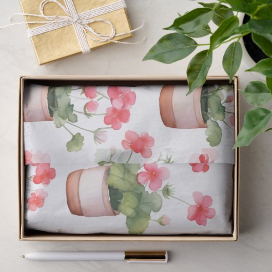 Mooie geranium potten tissuepapier (Geschenk)