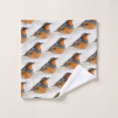 Mooie gevarieerde haast op een sneeuwnende winterd bad handdoek (Wasdoekje)