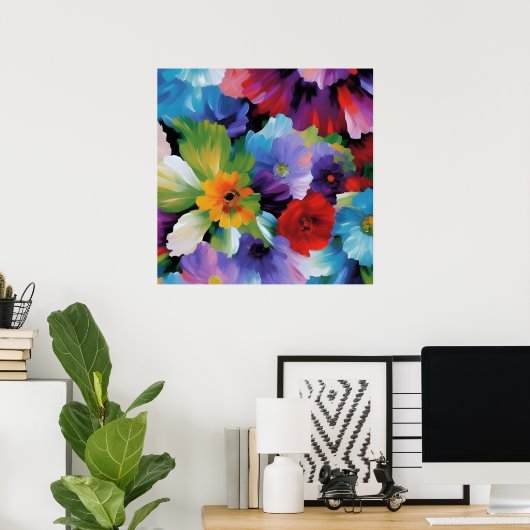 Mooie geverfde bloemen poster (Thuiskantoor)