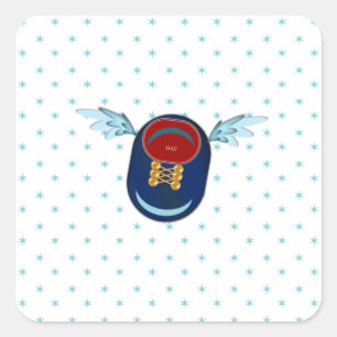 Mooie gevleugelde schoen cartoon & sterren vierkante sticker