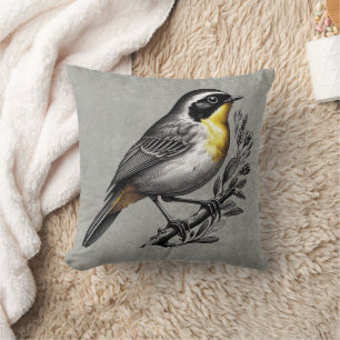 Mooie gewone gele keel vogel kussen