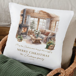 Mooie gezellige kerst huis gepersonaliseerd kussen