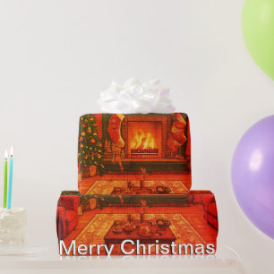 Mooie gezellige kerstbijeenkomst cadeaupapier